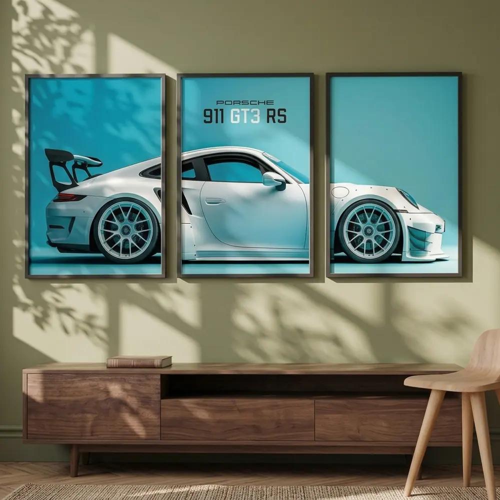 Porsche 911 GT3 RS 3'lü Çerçeveli Tablo Seti